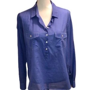 J Crew Blue Long Sleeve 3/4 Button Down Shirt